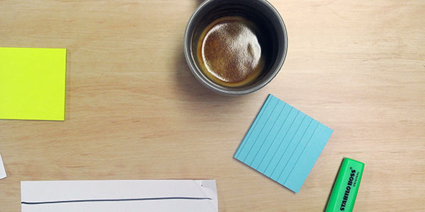 Desk with coffee cup