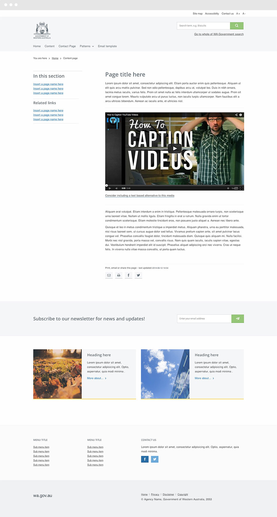 A screen capture of a 2 column content page