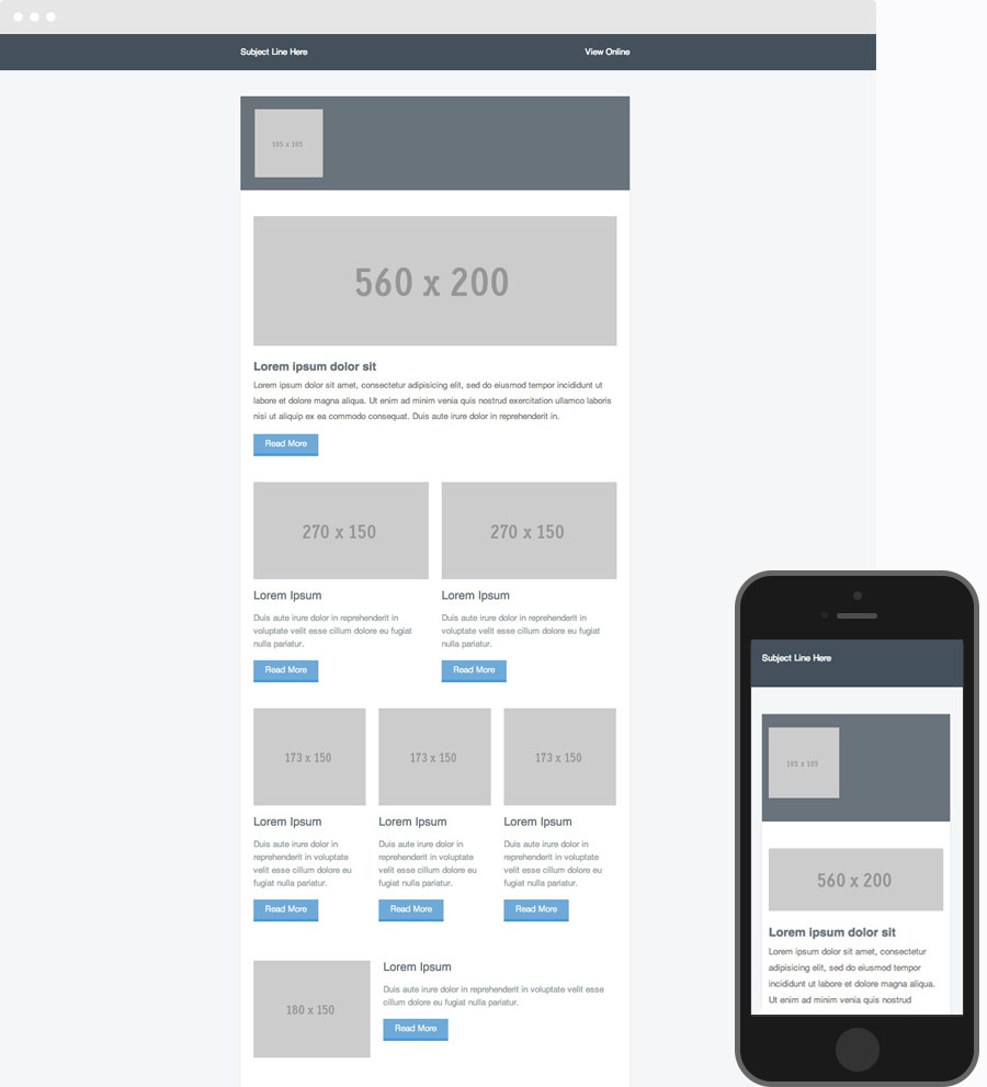 A screen capture of the responsive html email