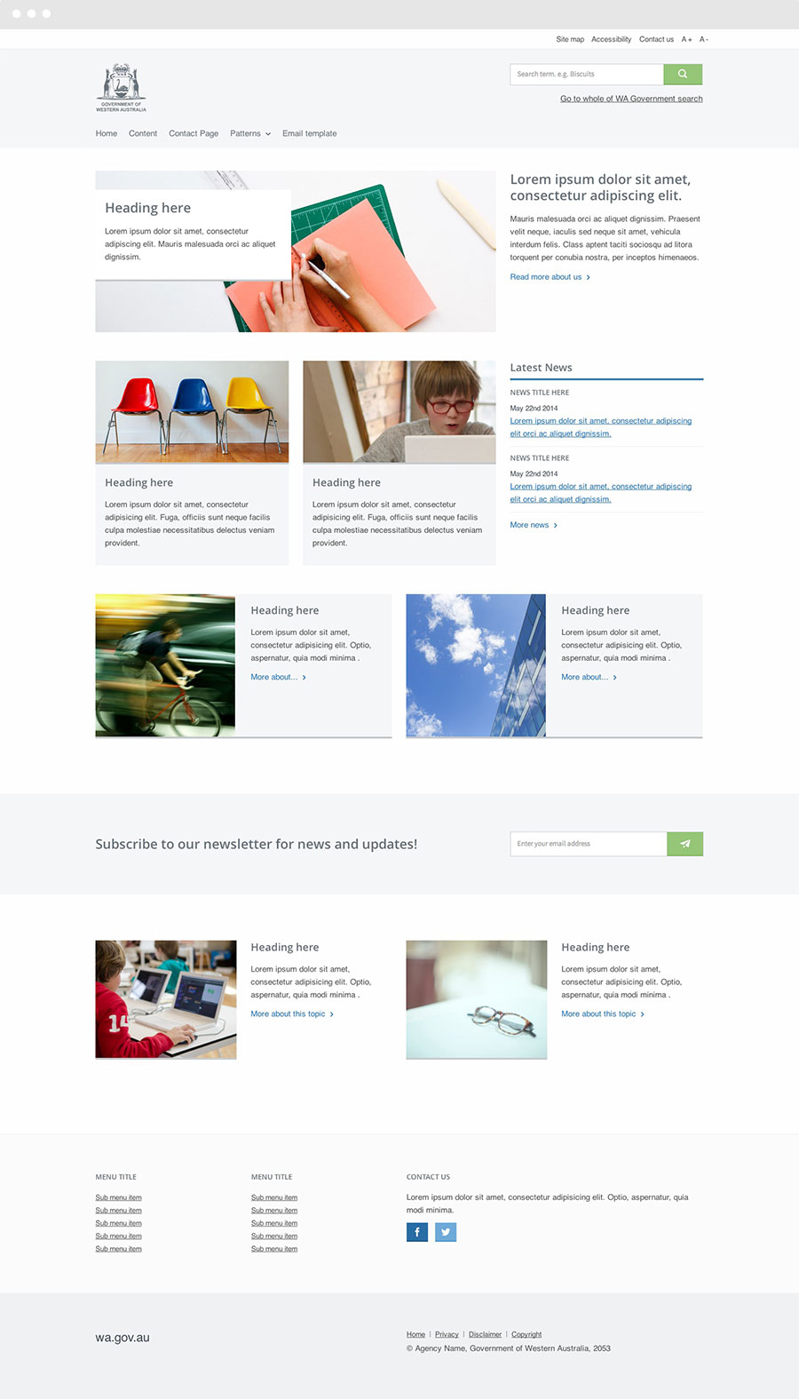 A screen capture of the homepage